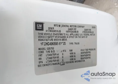 2009 Chevrolet Silverado 2500Hd Work Truck z USA, uszkodzony, nr VIN 1GCHC49K89E161525